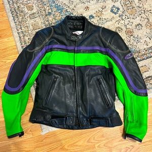 HJC vintage full grain leather motorcycle jacket.